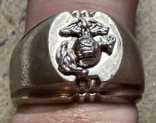 WW2 Era United States Marines Corp USMC Military Sterling Silver Ring, H-H, Sz 8 picture