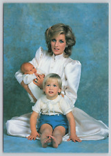 Postcard Diana Princess of Wales With Her Two Sons picture