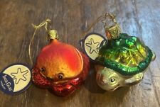 2 Inge Glas Sea life Christmas Ornaments Turtle & Crab Blown Glass Germany picture