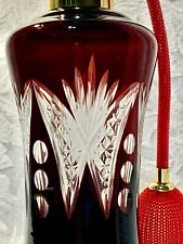 Gorgeous Ruby Red Cut To Clear Glass Scent Atomizer Bottle & Gift Box ~ Video picture