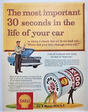 1959 Shell Motor Oil X-100 Premium Mechanic Print Ad Poster Man Cave Art Deco picture
