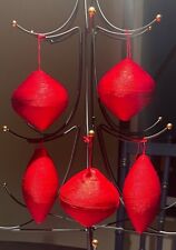 Vintage Mid-Century Modern (MCM) Red Satin Twine Ornaments picture