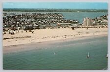 Treasure Island FL, St Petersburg Municipal Beach, Boca Ciega Bay, Vtg Postcard picture