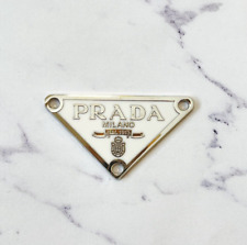 Prada Logo Triangle White and Silver Button Pendant Zipperpull picture