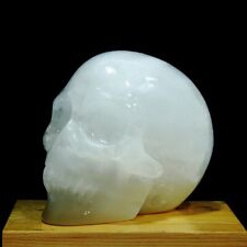 1712g Natural White Selenite Hand Carved Crystal Skull Quartz Meditation Medium picture