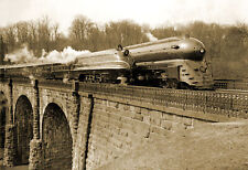 1939 Streamlined Trains on a Viaduct Vintage Old Photo 13