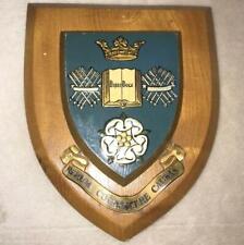 Vintage Heraldic Sheffield University College School Crest Shield Plaque xv picture