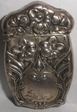 Antique Art Nouveau Sterling Silver Match Safe Case Vesta Box Repousse Floral picture