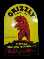 Porcelain Grizzly Gasoline Enamel Metal Sign Size 30