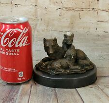 Bronze Sculpture Art Deco Wolf Cub Bust Wild Life Garde Statue Figurine Statue picture
