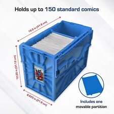 1 BCW Blue Short Comic Book Bin HeavyDuty Plastic Stackable Box Ho1ds 150 Comics picture