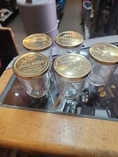 5 Beehive Style Vtg Kerr Jelly Glass Jar Metal Lids and Ribbed Sides, Pint 102 picture