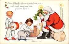 C.1920s Whitney Made Christmas Santa W Adorable Children Elephant Postcard A216 picture