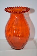 Amberina Orange MCM Vintage Crimped Edge Vase picture