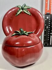 Fitz & Floyd Essentials Majolica Tomato Plate & Sauce Dish 