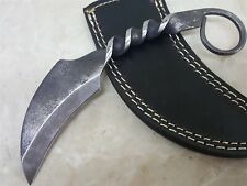 Medieval Twist Forged One Piece High Carbon Steel Fixed Blade Knife w/ Leather picture