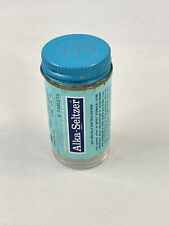 Vtg Alka-Seltzer Glass Medicine Bottle w Original Label Metal Lid Pre-Bar Code picture