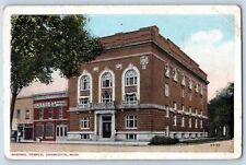 Charlotte Michigan MI Postcard Masonic Temple Exterior Roadside c1920s Antique picture