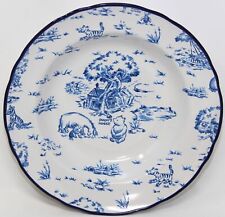 VTG Disney Winnie the Pooh Blue Toile Dinnerware Soup Bowl 4 Piece Set Stoneware picture