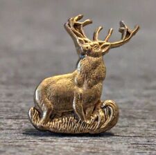 Small Gold-Toned Vintage Elk In Grass Lapel Pin picture