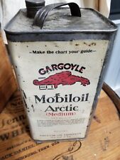 Vintage Mobil Arctic 1 Gallon Motor Oil Can With Shipping Crate Inv359 picture