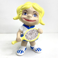 VTG Atlantic Mold Ceramic Smiling Girl Big Eyes Tennis Player Racket 9