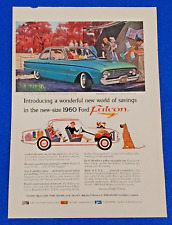 1960 FORD FALCON NEW 6 CYLINDER ENGINE ORIGINAL COLOR PRINT AD  LOT S21 picture