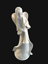 White Ceramic Angel Playing Flute Figurine  10