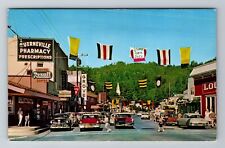 Guerneville CA-California, Shopping District, 50's Cars, Vintage Postcard picture