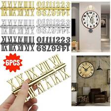 6PCS DIY 3D Clock Numbers Roman Numerals Kit Large Mirror Wall Sticker Art Decor picture