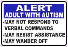 5in x 3.5in Alert Adult with Autism Magnet Car Truck Vehicle Magnetic Sign picture