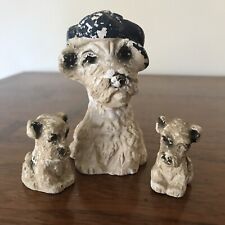 Rare Antique Chalkware Adult Dog & Puppies picture