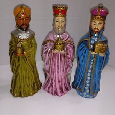 Vintage 3 Three Kings Wise Men Handpainted Paper Mache Figurines- Made In Japan picture