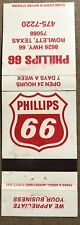 Vintage 20 Strike Matchbook Cover - Phillips 66 Gas Station Rowlett, TX picture