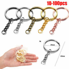 10-100pcs DIY Keyring Blanks 30mm Tone Key Chains Key Split Rings 5 Link Chain picture