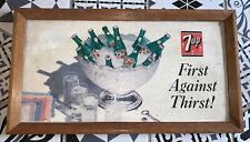 7UP 7-up 1965 Advertising Sign In Wood Frame Litho St Louis MO Double Sided picture