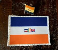 RARE OLD STOCK South Africa FLAG (1928-1994) LOT OF 2 - PATCH AND PIN picture