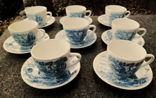 Enoch Wedgwood Tunstall LTD Countryside Teacups and Saucers Set of 8 picture