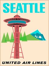 Seattle Washington Space Needle Vintage Airline Travel Advertisement Print picture