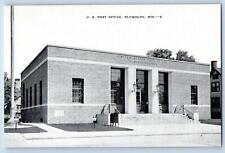 c1940's US Post Office Building Stairs Entrance Plymouth Wisconsin WI Postcard picture