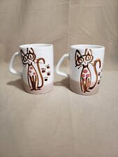 Mugs Cat Embossed Ceramic Speckled Glaze Mug Pair picture