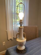 Vintage Lenox Rose Floral Design 24” Lamp Gold Trim Handles picture