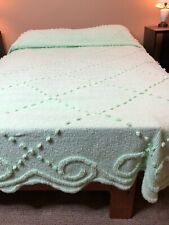 Vintage Chenille Bedspread Double Full 94.5 x 78 inches light green picture
