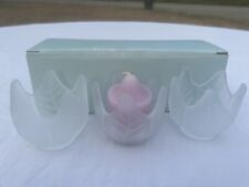 PartyLite 3 Frosted Lotus Blossom Votive Candle Holders P0290 In Original Box picture