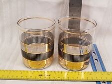 Set Of 2 George’s Briard MCM Culver Black Gold Silver Double Old Fashioned Glass picture