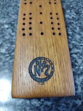 Jack Daniels Whiskey Barrel Stave Cribbage Board Old #7 With Pegs/Nails Wooden picture
