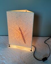 Vintage Minimalist Mod TABLE LAMP Metal Tripod w/Paper Shade Textured 12