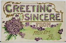 PA Greetings from MARKES PA Peters Twnp Emb Floral 1909 to Lyon Neb Postcard E8 picture