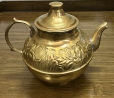 Vintage Brass Embossed Kettle Tea Pot 4.5