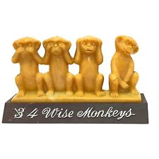 4 Wise Monkeys Speak Hear See DO No Evil Vintage Figurine VG Hong Kong Plastic picture